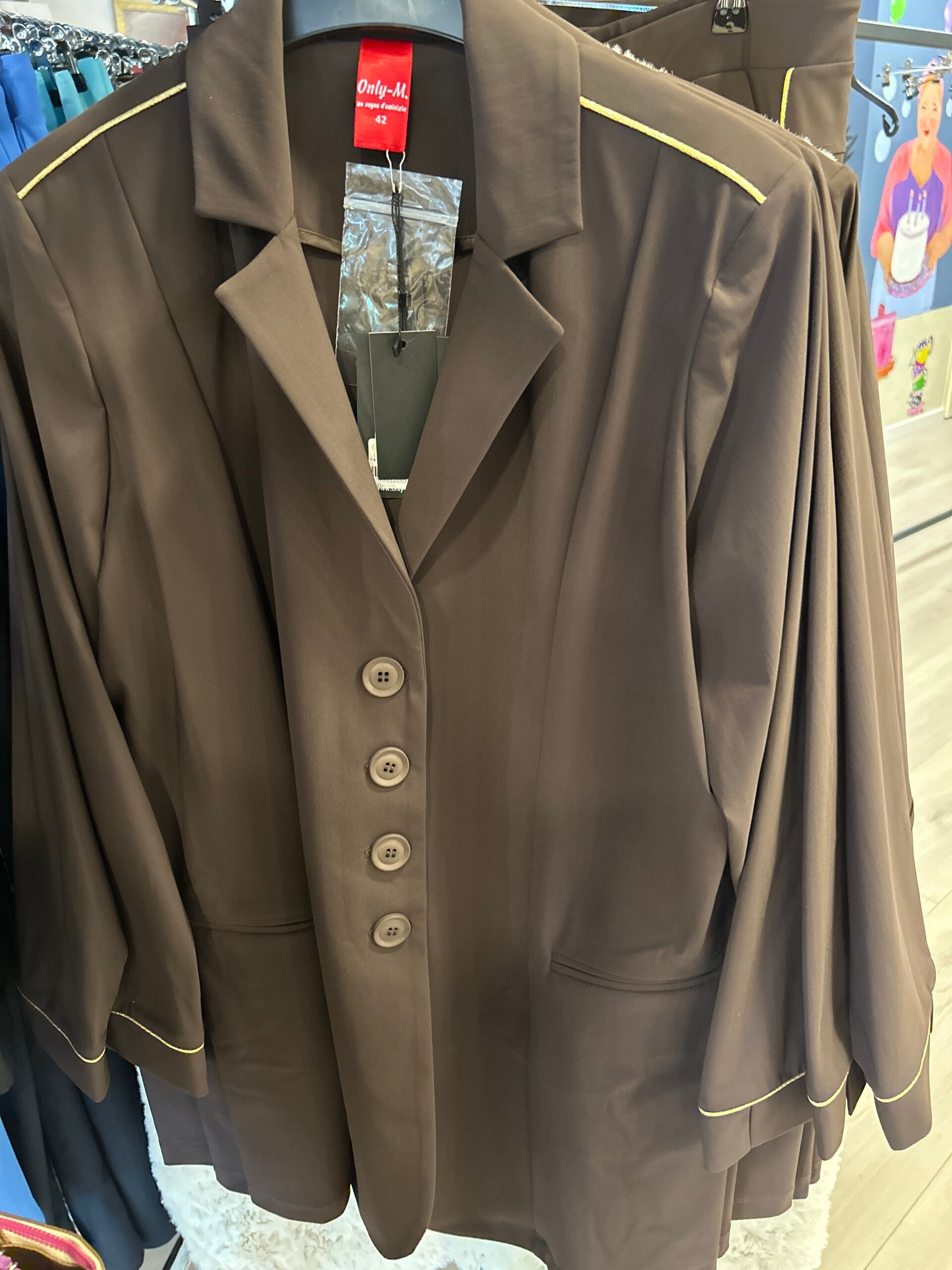 ONLY M SPECIAL - BLAZER MIDI STRONG NUTELLA/GOUD