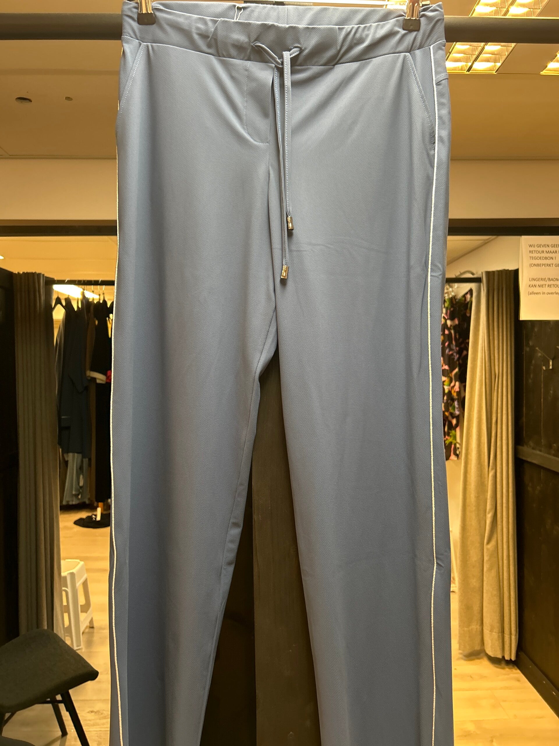 Only M Pique  047 Pantalon Wijd  Piping Jeans Blauw/Agento