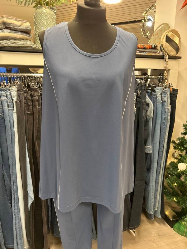 Only M Pique  012 Top Recht  Piping Jeans Blauw/Agento