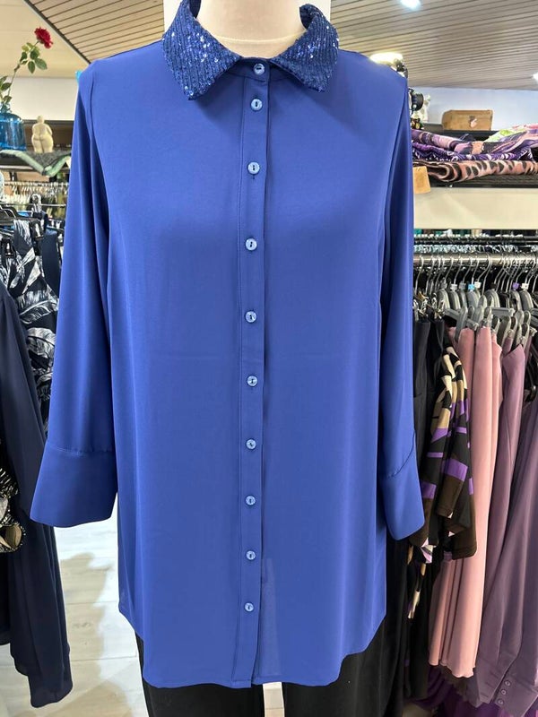 Only M 216.39 Blouse Gala met Pailletten Kobalto