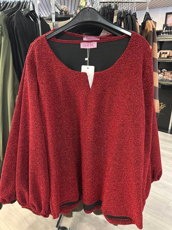 Curviss Shirt Rood Glitter 39973