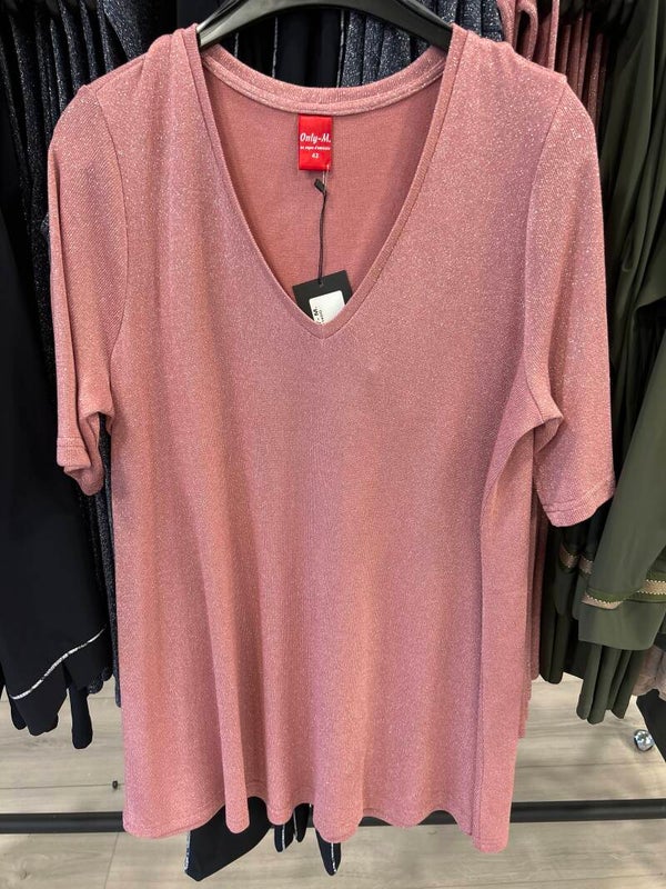 Only M V hals Glitter Special Made Rosa