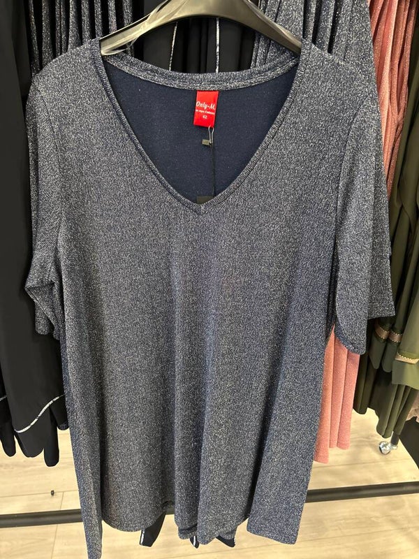 Only M V hals Glitter Special Made Blauw