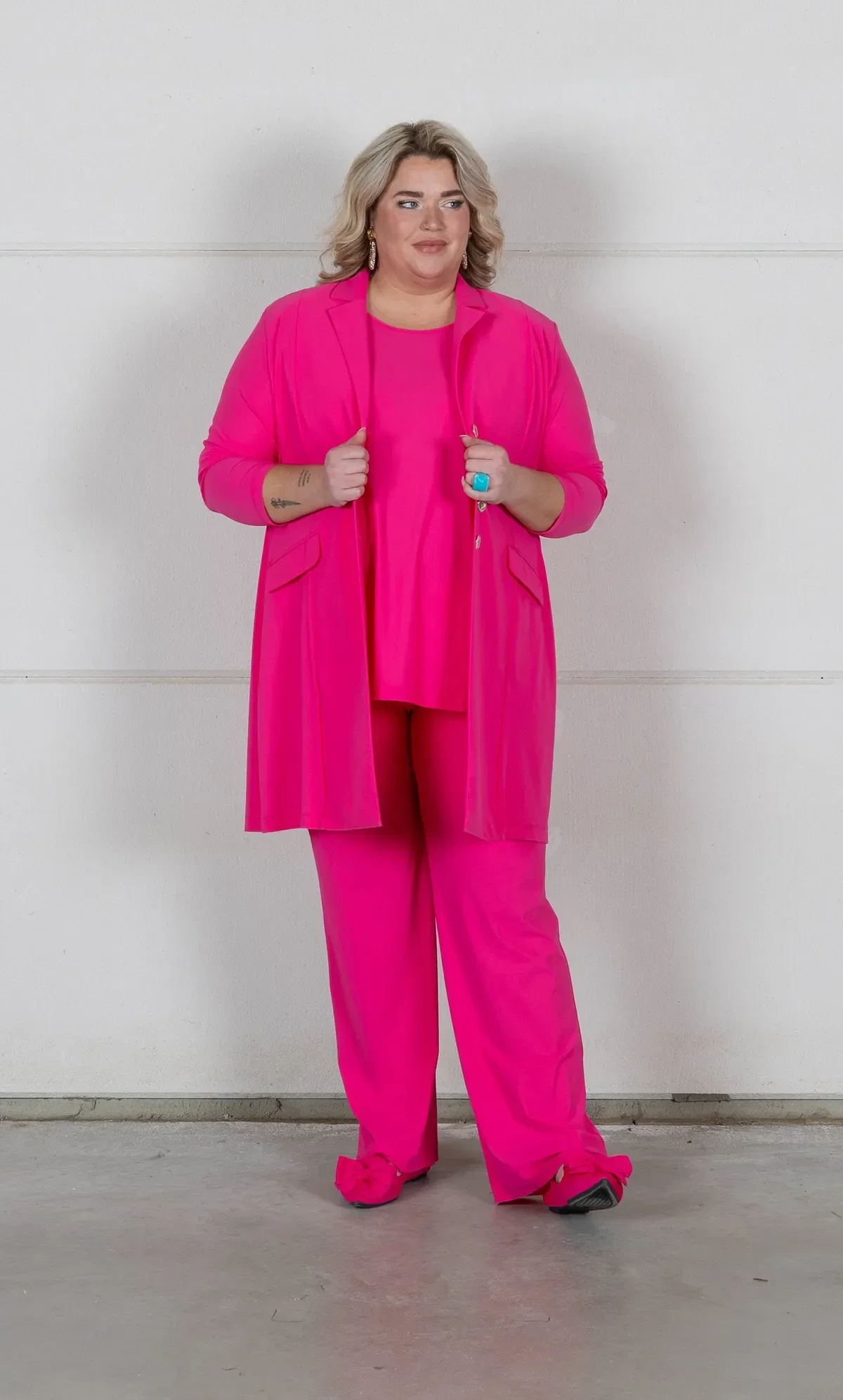 Only M 037 Pantalon wijd Pink Strong