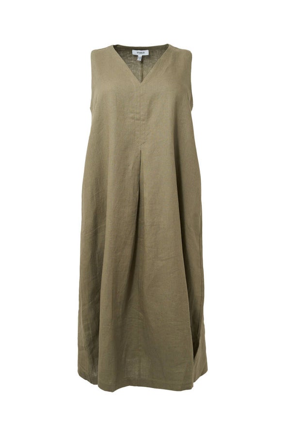 Yoek 37795 Linnen Jurk Green