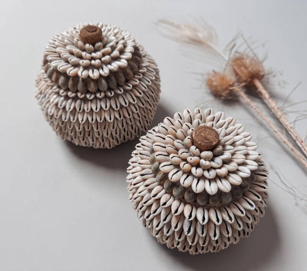 Doosje met schelpen beige