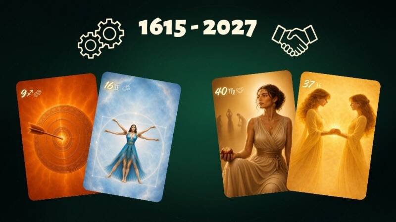 Die für den Zykluswechsel besonders relevanten Energieströmungen im Human Design – Logische Energie, Gemeinschaftsenergie und Individuelle Energie mit den beteiligten Toren.