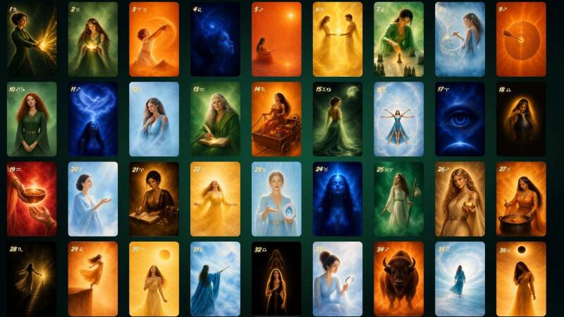 Bildergalerie Übersicht Kartendeck "64 Tore in Bildern - Human Design intuitiv erleben" 36 Beispielkarten - Tor 1, Tor 2, Tor 3, Tor 4, Tor 5, Tor 6, Tor 7, Tor 8, Tor 9, Tor 10, Tor 11, Tor 12, Tor 13, Tor 14, Tor 15, Tor 16, Tor 17, Tor 18, Tor 19 -36 