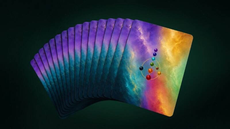 Rückseite mit  Human Design Logo von 64 Tore in Bildern Kartendeck als Kartenfächer von Dr. Beatrix Haslinger