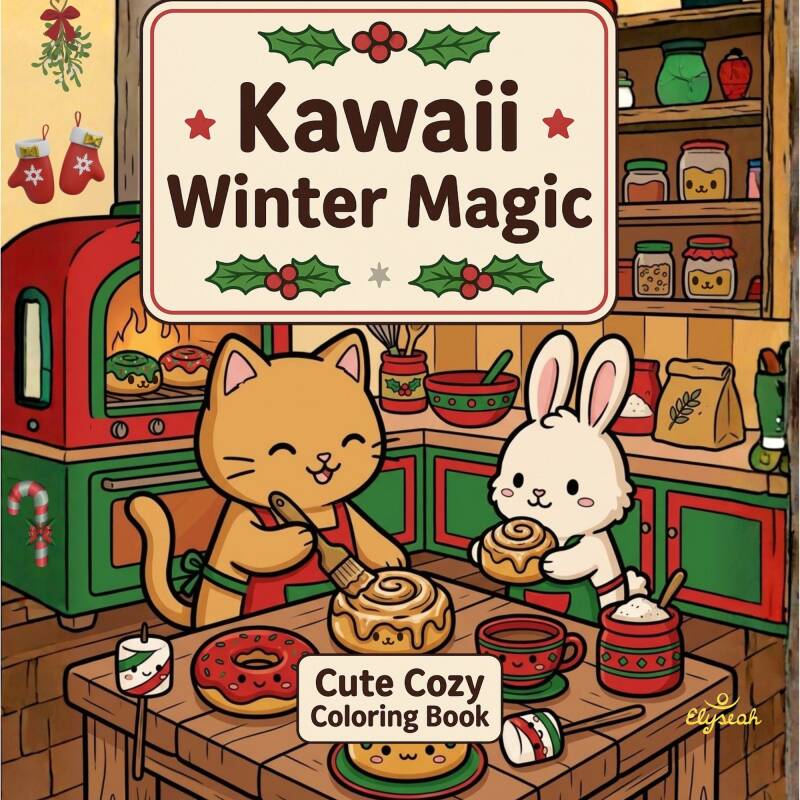 Kawaii Winter Magic - Malbuch für Erwachse - Cute Cozy Coloring Book - von Dr. Beatrix Haslinger Elyseah Art