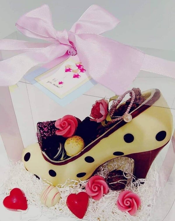 Gevulde chocolade schoen - op ware grootte