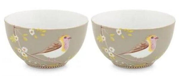 Set 2 bowls 15 cm PIP Studio beige in geschenkdoos