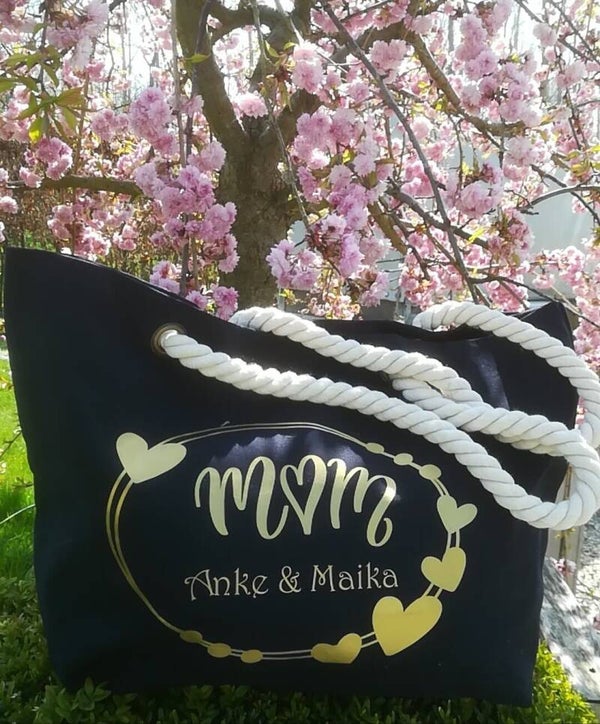 Strandtas gepersonaliseerd verpakt in geschenkdoos- Kan besteld worden voor moederdag tot 30 april