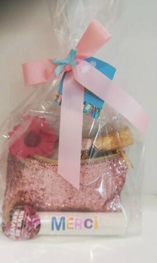 Glitter toiletzakje met douchegel en badkorrels