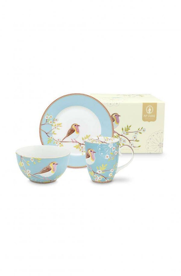 ontbijtset blauw verpakt in een mooie geschenkdoos