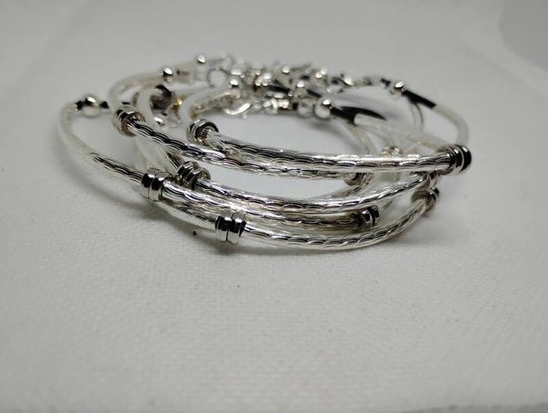 Barred Silver Tubed Bracelet