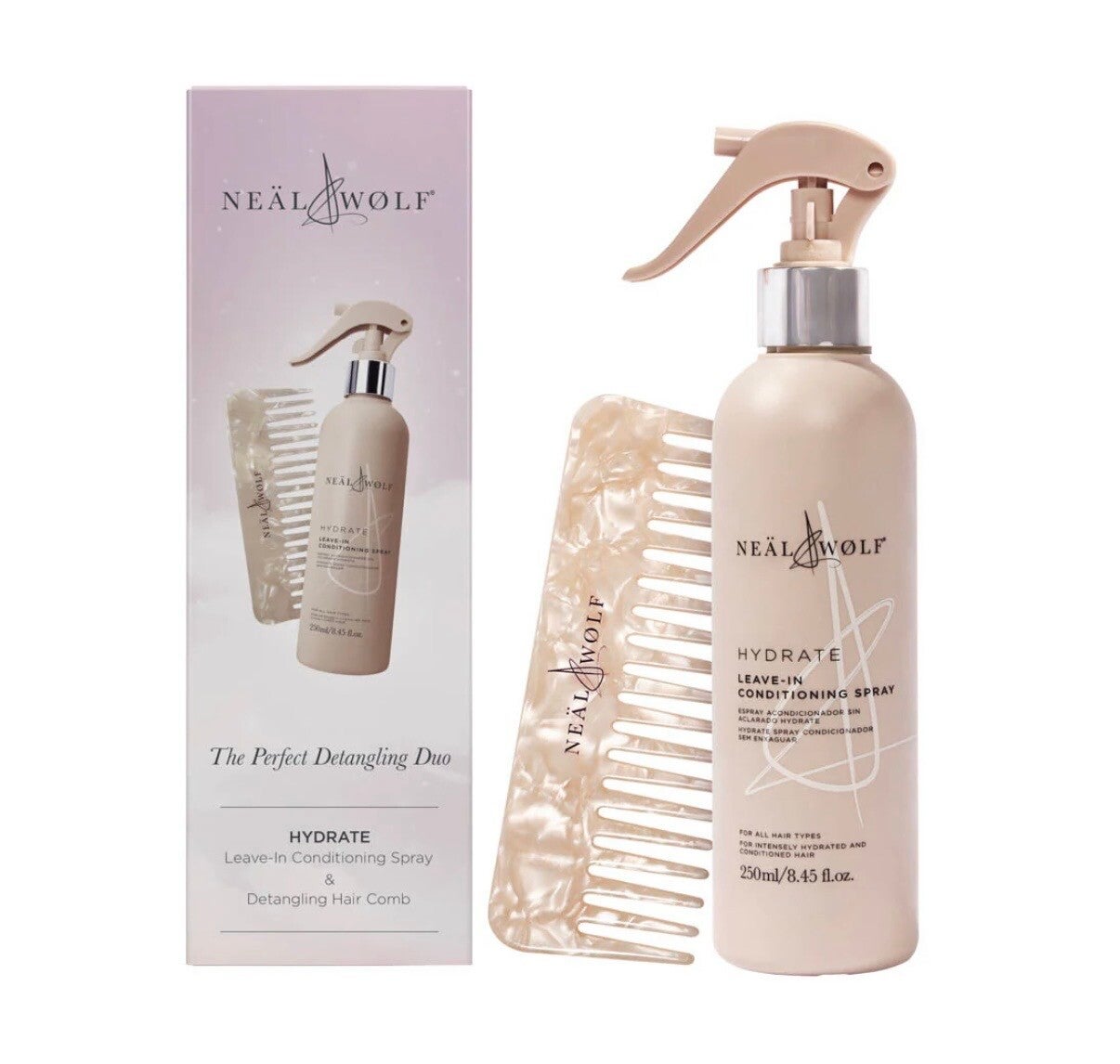 Neäl & Wolf Perfect Detangling Leave-in Conditioning Spray & Comb Gift Set