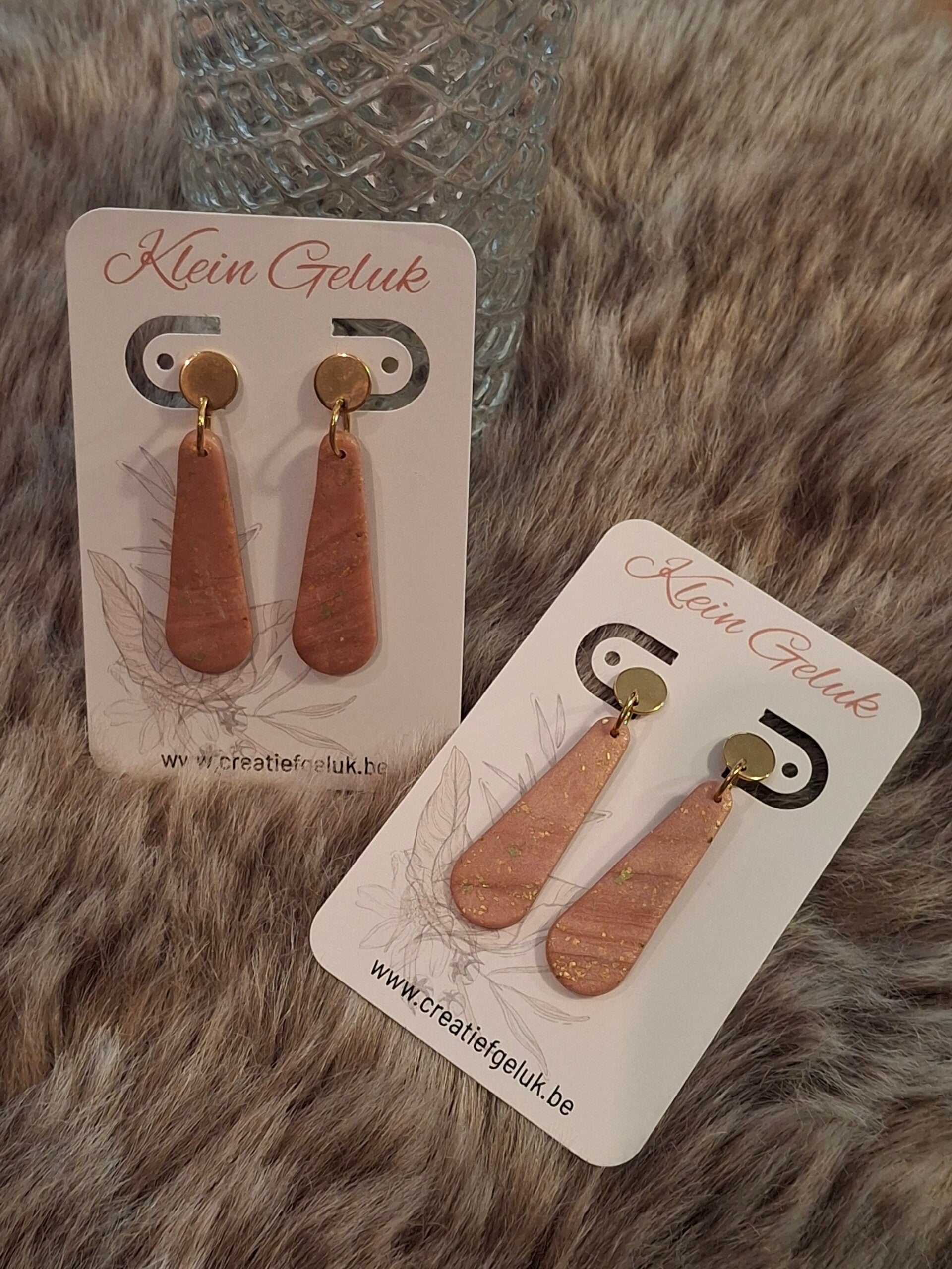 Polymeerklei oorbellen Rosé mix druppel