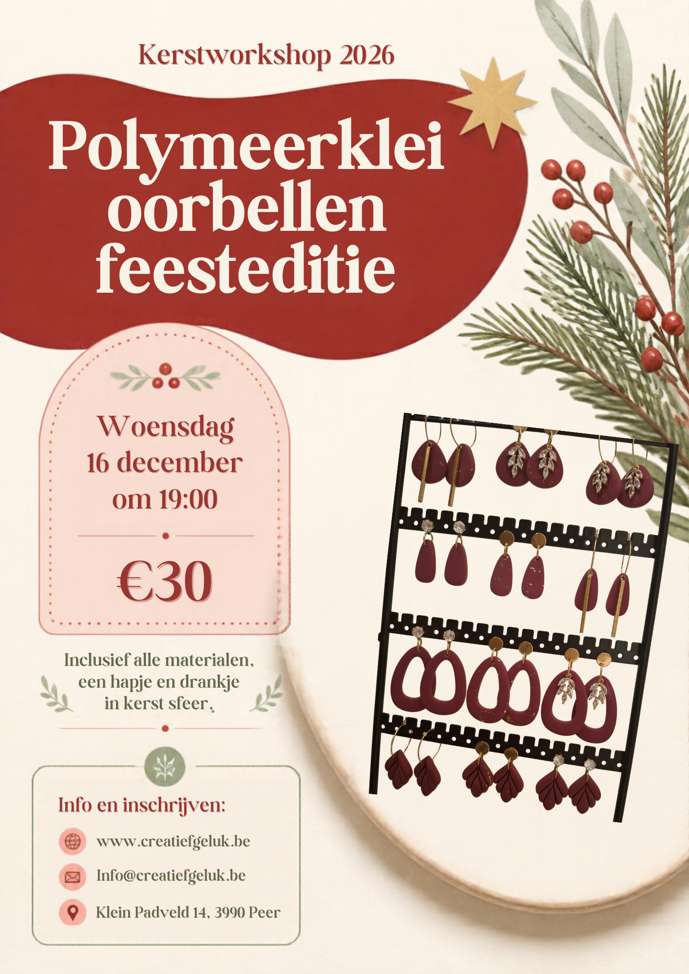 Polymeerklei oorbellen feesteditie