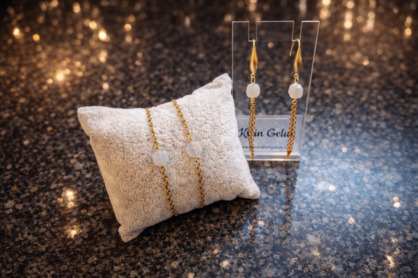 Oorbellen met facetgeslepen natuursteen kraal