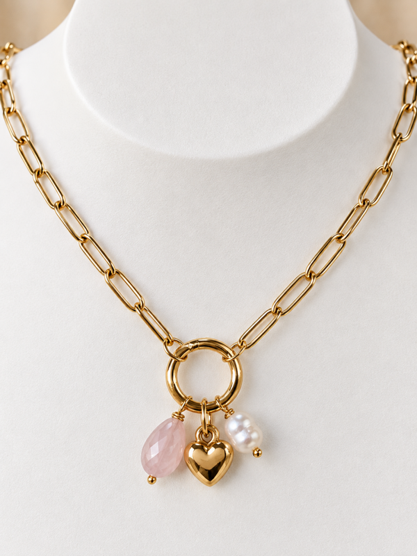 Ketting 45 cm met clip met bedels (20€) of zonder bedels (14€)