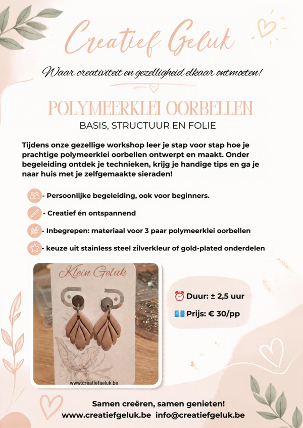 Workshop polymeerklei oorbellen: basis met structuur en folie