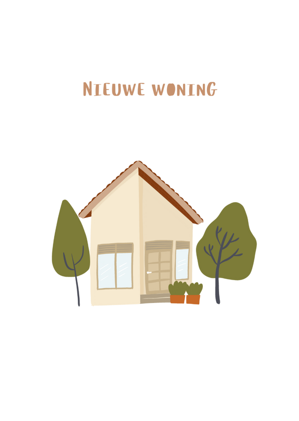 Nieuwe woning- huis en boom