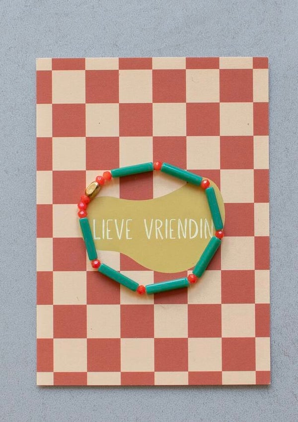 Armband groen streepje + kaart naar keuze