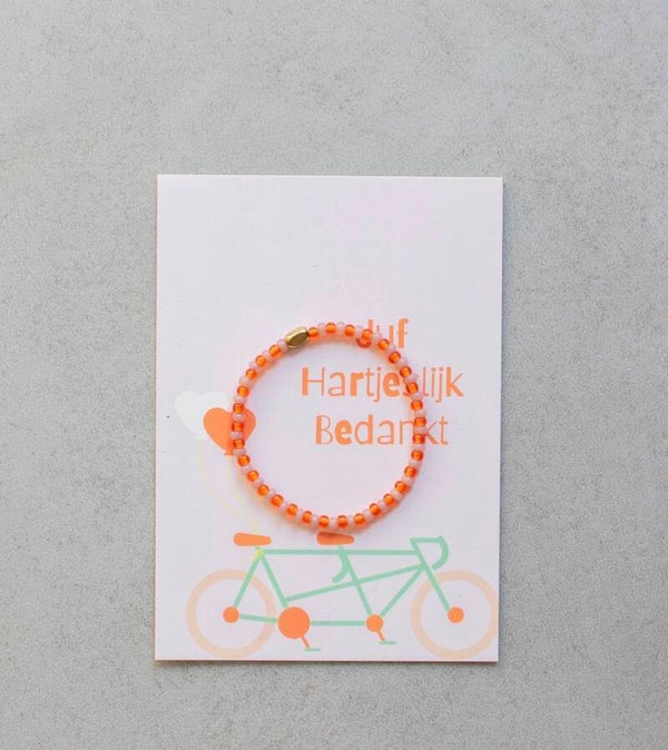 Armband neon geluk + kaart naar keuze