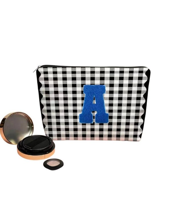 Checkered Clutch with Letter