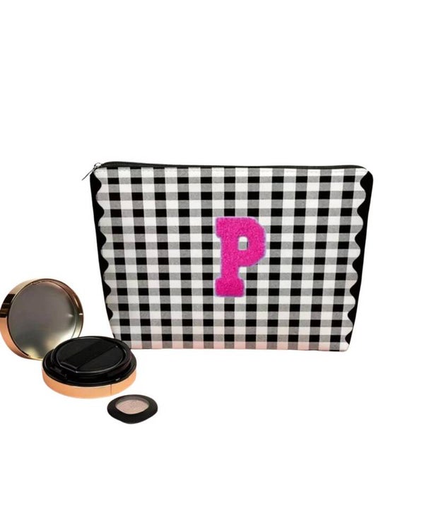 Checkered Clutch with Letter