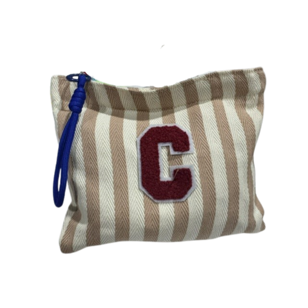 Herringbone Stripe Inicial Pouch