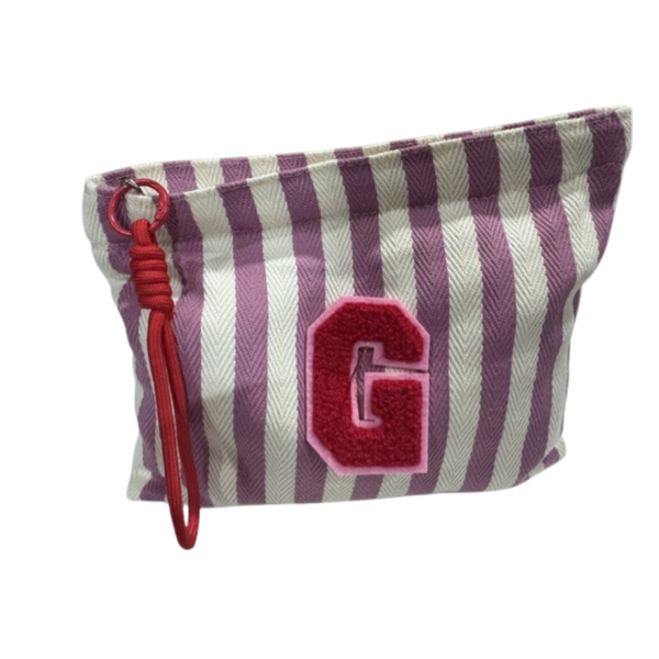 Herringbone Stripe Inicial Pouch