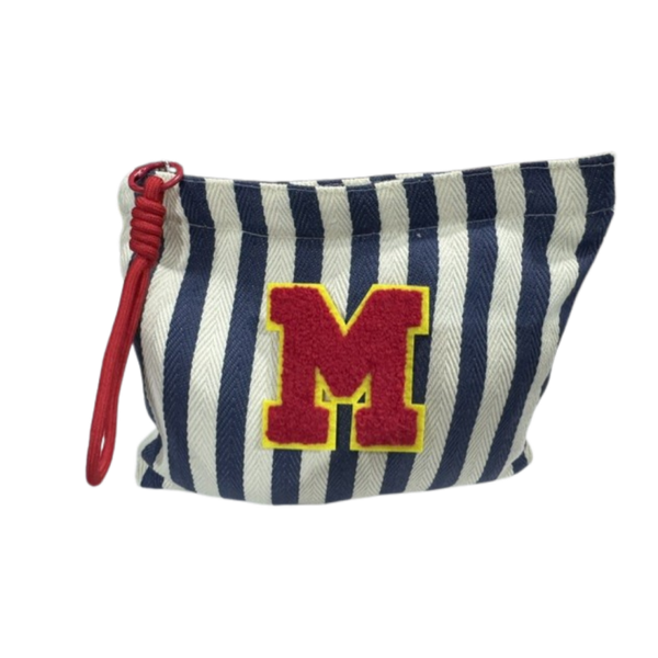 Herringbone Stripe Inicial Pouch