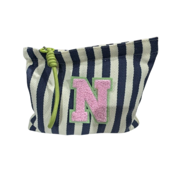 Herringbone Stripe Inicial Pouch