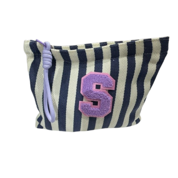 Herringbone Stripe Inicial Pouch