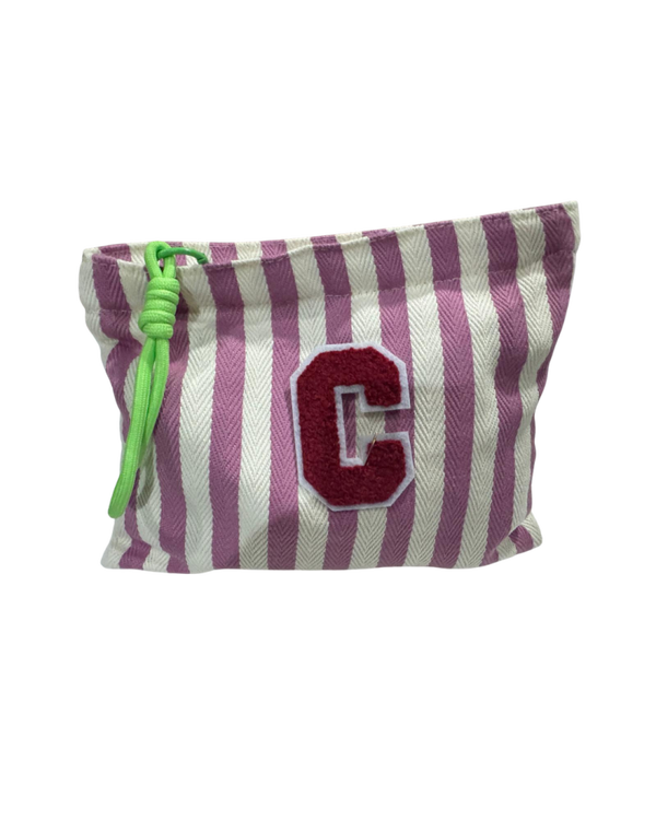 Herringbone Stripe Inicial Pouch