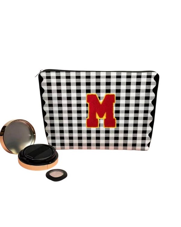 Checkered Clutch with Letter