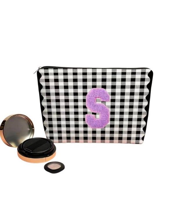 Checkered Clutch with Letter
