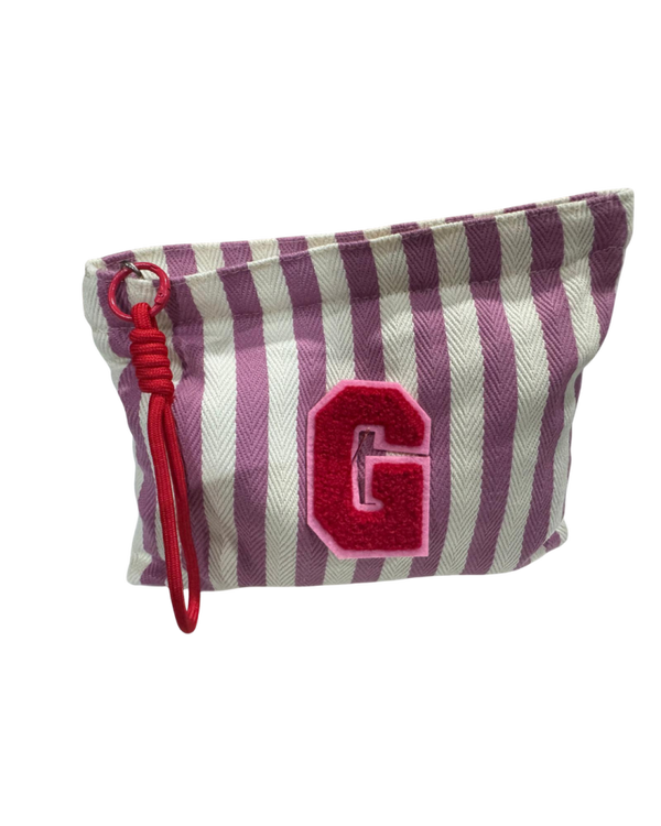 Herringbone Stripe Inicial Pouch