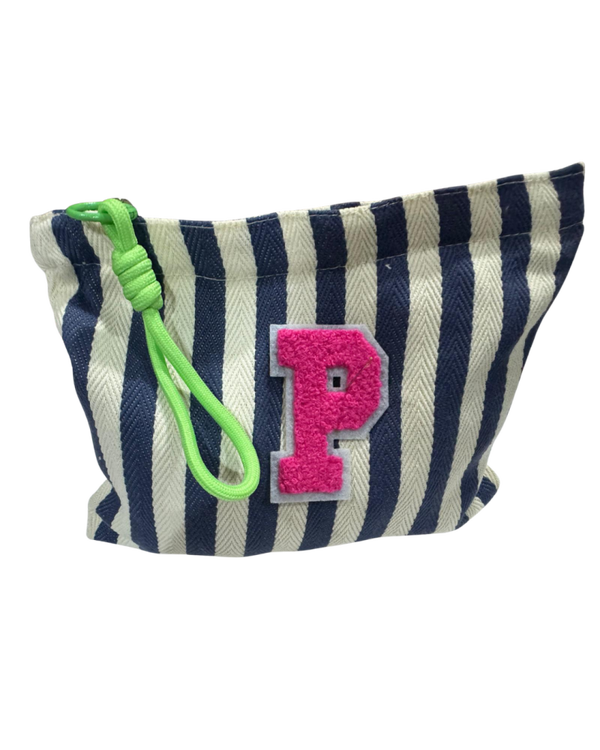 Herringbone Stripe Inicial Pouch