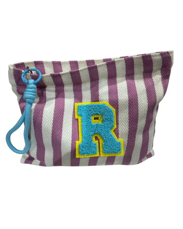 Herringbone Stripe Inicial Pouch