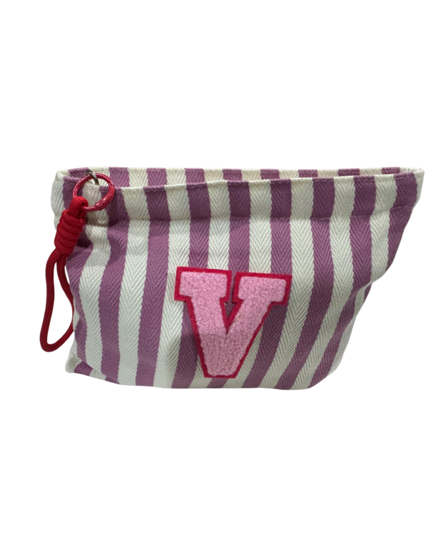 Herringbone Stripe Inicial Pouch