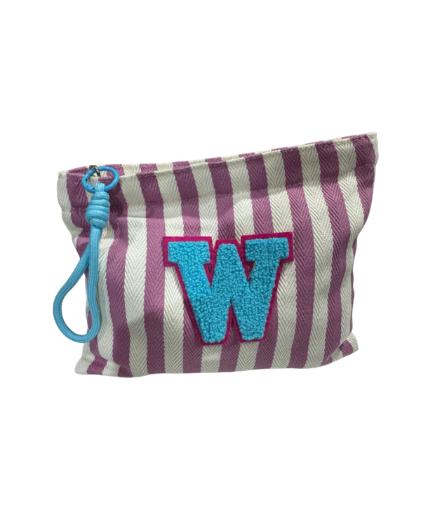 Herringbone Stripe Inicial Pouch