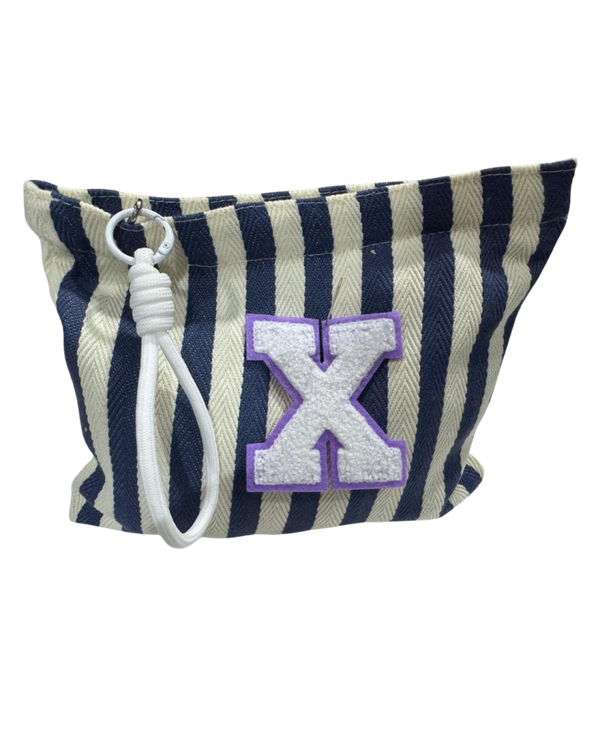 Herringbone Stripe Inicial Pouch