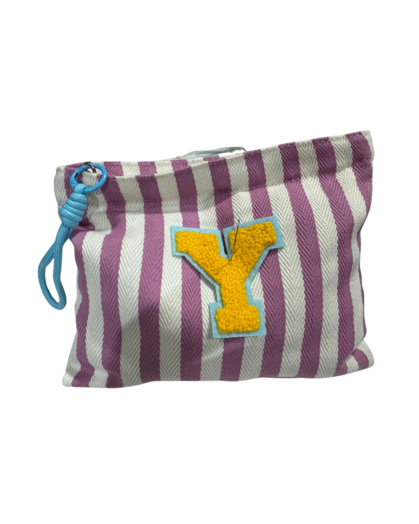 Herringbone Stripe Inicial Pouch
