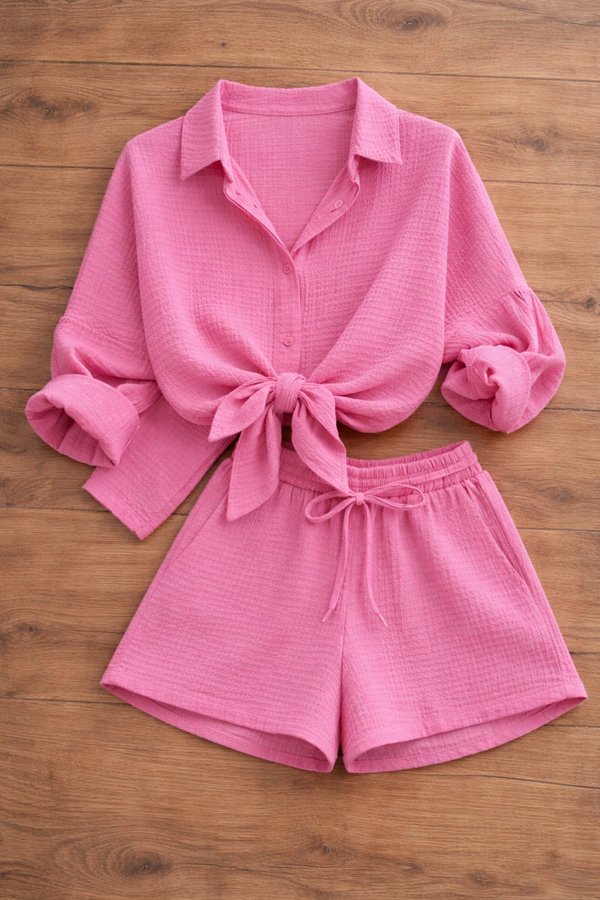 Zomerse set in knallend roze