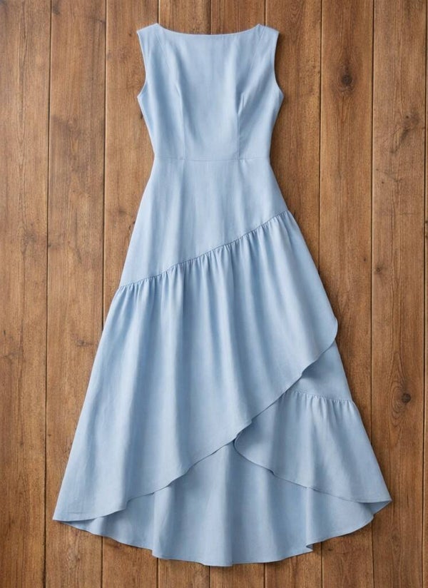 Elegante lichtblauwe midi jurk