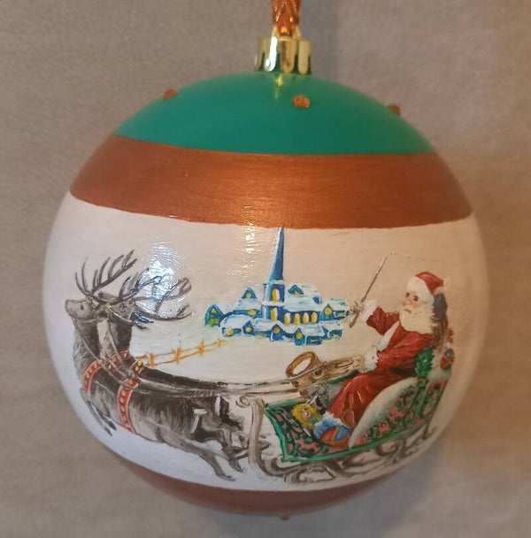 Handbeschilderde kerstbal  13cm