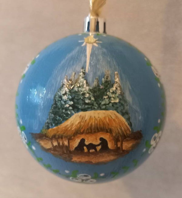 Handbeschilderde kerstbal 8cm